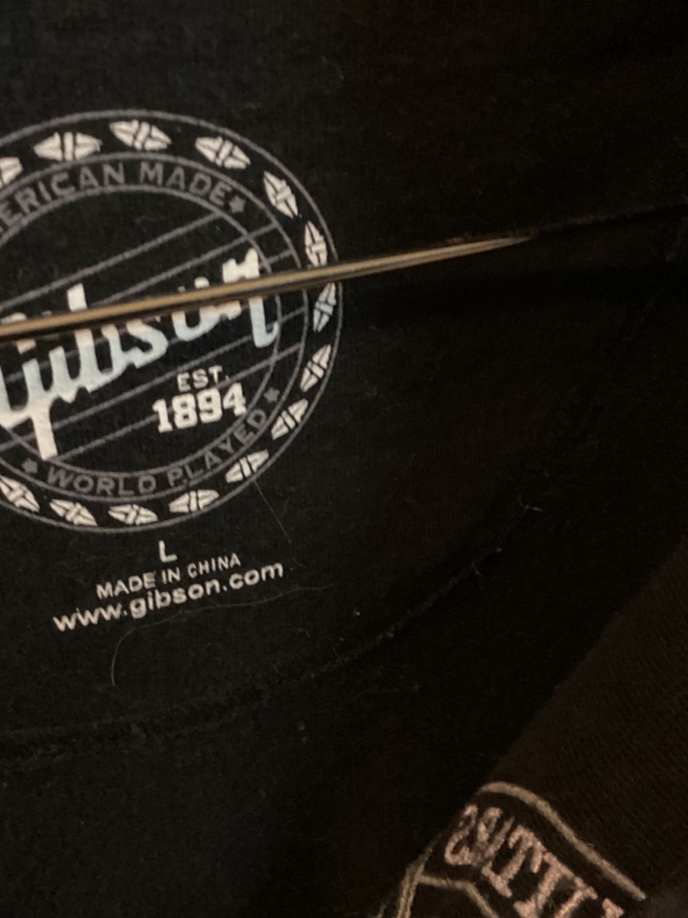 Gibson Guitars Black Full-Zip Logo Hoodie - Size Large - Picture 8 of 17